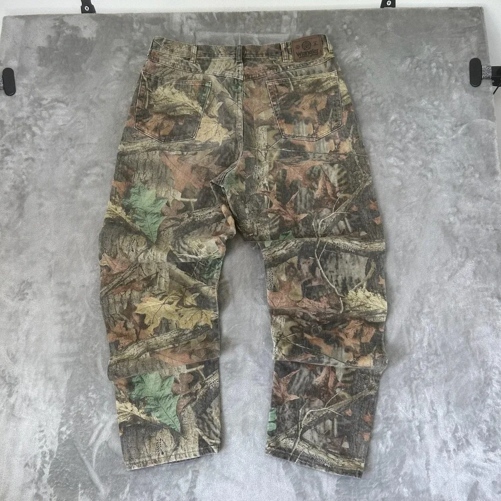 Wrangler 97GR1M Jeans Mens 36x34 Brown Camo Straight Hunting Denim Pants Outdoor